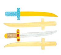 Baker Ross AC853 Wooden Swords for Children to Design Paint and Decorate-Creative Craft Set For Kids (Pack of 4), 4 Pack