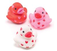 Baker Ross AF217 Mini Heart Floating Rubber Ducks - Pack of 6, 35mm x 35mm, Assorted Colours, Bath Toys, Party Bag Fillers