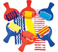 Baker Ross AF731 Sponge Patterned Rollers - Pack of 6 Rollers, 7cm Wide, Washable, Paint Effects, Craft Painting