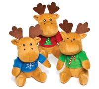 Baker Ross AF816 Reindeer Christmas Jumper Plush Pals - Novelty Toys for Kids, Perfect Party, Loot or Prize Bag Filler (Pack of 3), Assorted