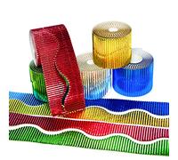 Baker Ross AG109 Metallic Display Borders - Pack of 5, Corrugated Colour Border for School Classroom Decorations and Bulletin Boards, Scalloped Trim