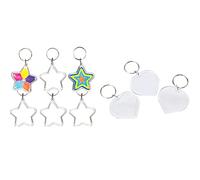 Baker Ross AG220 Design Your Own Star Keyring Kits (Pack of 6) & E775 Make Your Own Heart Keyring Kit (Pack of 6), for Kids to Assemble and Attach to Key Rings and Bags, White, 35mm x 39mm