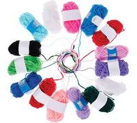Baker Ross AG238 Coloured Wool Value Pack - Pack of 10 Bundles, 10g Each, 3mm Thick, Assorted Colours, Yarn, Knitting, Crochet