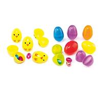 Baker Ross AG314 Chick 2-Part Plastic Eggs for Children to Fill with Sweets & L1047 Coloured Plastic Eggs for Kids to Fill with Easter Treats Spring & Easter Party Bag Fillers & Prizes