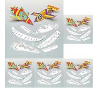 Baker Ross AG896 Rocket Colour-in Gliders for Children to Decorate and Personalise Creative Toy Perfect Stocking and Party Bag Filler (Pack of 40), White, 18cm