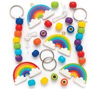 Baker Ross AR434 Make Your Own Wooden Rainbow Keyring, For Kids To Paint, Decorate and Use (Pack of 4), 12cm