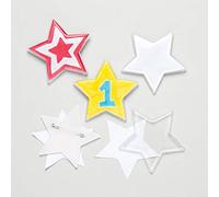 Baker Ross AR454 Star Badges-Pack of 10, Decorate You Own Pin Kits for Kids Arts and Crafting Projects, Rewards and Prizes, White, 2.3 inch