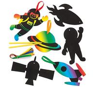 Baker Ross AR677 Solar System Scratch Art Decorations (Pack of 10)