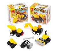 Baker Ross AR717 Construction Building Brick Kits - Pack of 4, Toy Truck Construction Kit, Digger and Mixer Vehicles Toys