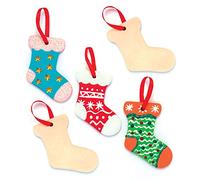 Baker Ross AR745 Christmas Stocking Ceramic Ornaments - Pack Of 5, For Christmas Porcelain Craft Activity For Kids And Adults
