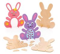 Baker Ross AR974 Stand up Wooden Bunnies - Pack of 6, Easter Arts and Crafts Painting Activities for Children