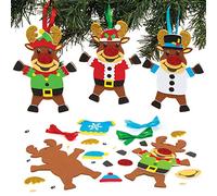 Baker Ross AT183 Reindeer Christmas Sweater Ornament Kits - Pack Of 6, Christmas Arts And Crafts, Reindeer
