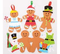 Baker Ross AT192 Gingerbread Man Mix & Match Decoration - Pack of 6, Make Your Own Xmas Decorations, Gingerbread Christmas Decorations, Ideal for Kids Crafts, Gingerbread Man