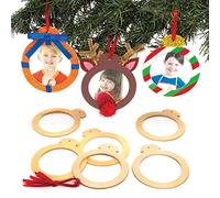 Baker Ross AT220 Wooden Photo Baubles - Pack Of 10, Christmas Arts And Crafts