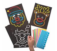 Baker Ross AT224 Christmas Dotty Sticker Art - Pack Of 8, Festive Arts And Crafts