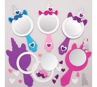 Baker Ross AT382 Unicorn Mirror Kits - Pack of 4, Foam Craft Project For Kids, Children's Arts And Crafts, Fantasy, Parties, Gifts, Keepsakes