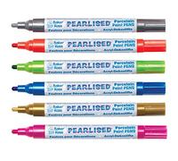 Baker Ross AT483 Pearlized Porcelain Paint Pens - Pack of 6, Broad Tipped, Oil Based Acrylic Markers for Kids Arts and Crafts Porcelain and Ceramic Painting Activities, Gold