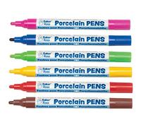 Baker Ross AT492 Porcelain Paint Pens - Pack of 6, Broad Tipped, Oil Based Acrylic Markers for Kids Arts and Crafts Porcelain and Ceramic Painting Activities, White/Cream