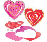 Baker Ross AT541 Heart Spiral Ornaments - Pack of 12, Creative Valentine's Day Art And Craft Supplies For Kids To Make And Decorate,Pink,purple,red,silver,white