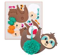 Baker Ross AT695 Sloth Pom Pom Kits - Pack of 3, for Kids Arts and Crafts Projects, Home or School Activities