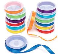 Baker Ross AT709 Rainbow Colours Satin Ribbon Value Packs - Pack of 14, Creative Art and Craft Supplies and Essentials for Adults and Kids to Make, Personalize, Gift Wrap and Decorate Projects