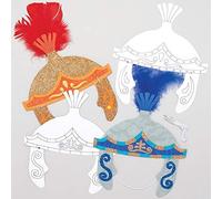 Baker Ross AT736 Roman Centurion Colour in Helmets - Pack of 8, for Kids Arts and Crafts Projects,White