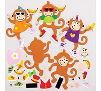 Baker Ross AT771 Cheeky Monkey Mix & Match Magnet Kits - Pack of 8, for Kids Arts and Crafts Projects