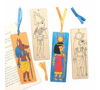 Baker Ross AT853 Make Your Own Egyptian Wooden Bookmarks, Colour in Kits for Kids Arts and Crafts Projects (Pack of 8), Assorted,Orange,Red