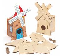Baker Ross AT864 Windmill Wooden Birdhouse Kits - Pack of 2, For Kids Arts and Crafts Projects
