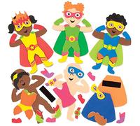 Baker Ross AT895 Star Heroes Mix & Match Fridge Magnets Kits - Pack of 8, Make Your Own Magnets, Ideal for Kids Arts and Crafts Project, Small