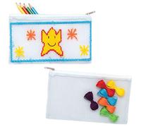 Baker Ross AT953 Pencil Case Cross Stitch Kits - Pack of 2, Make Your Own Colourful Bag for Kids Arts and Crafts or Sewing Beginners