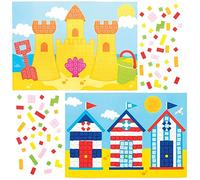 Baker Ross AT998 Seaside Mosaic Picture Kits - Pack of 4, Sticky Mosaics for Kids to Design, Make and Display. Great as a Gift for Creative Children