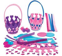 Baker Ross AT999 Princess Crown Weaving Basket Kits - Pack of 4, Introductory Sewing for Beginners and for Kids Arts and Crafts Projects,Blue,Pink,Purple