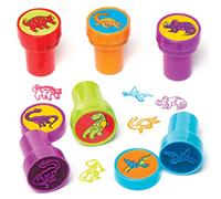 Baker Ross AV293 Dinosaur Self-Inking Stampers for Arts and Crafts - Novelty Toys for Kids, Perfect Party, Loot or Prize Bag Filler (Pack of 10), 20mm