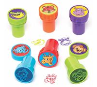 Baker Ross AV308 Jungle Animal Self-Inking Stampers, Perfect for Children to Decorate Cards, Letters, Ideal for Home, School and Craft Groups (Pack of 10), Assorted, 20mm