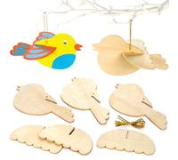 Baker Ross AV478 3D Wooden Birds Craft Project - Pack of 6, Wooden Models, Assembly Kit, Paintable Model, 3D Figures