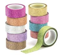 Baker Ross AV617 Glitter Tape Value Pack for Kids' Crafts and Art Projects, Cards, Party Bags, and Decorations (Pack of 10), 3m