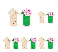 Baker Ross AV954 Wooden Ladybird House-Pack of 10, Ladybug Habitats for Kids, Decorate and Display for Children's Painting, Arts and Crafts, 13cmx7cm
