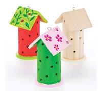 Baker Ross AV954 Wooden Ladybird House-Pack of 2, Ladybug Habitats for Kids, Decorate and Display for Children's Painting, Arts and Crafts, Wood, 13cmx7cm