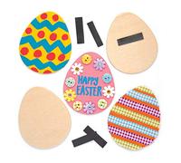 Baker Ross AW219 Easter Egg Wooden Magnets (Pack of 10) Easter Crafts for Kids To Decorate, Personalise and Display