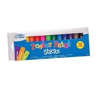 Baker Ross AW252 Poster Paint Sticks-Pack of 12, in Classic Colours for Kids Arts and Crafts, Assorted, 12 Count (Pack of 1)
