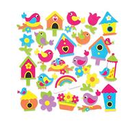 Baker Ross AW306 Bird Foam Stickers-Pack of 120, Embellishments and Stick Ons for Kids Arts and Crafts Projects, Asst Colours