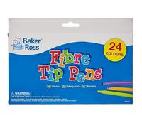 Baker Ross AW345 Fine Tip Fibre Tip Pens Bumper - Pack of 24, Arts and Crafts Felt Tip Pens for Kids, Assorted Colours
