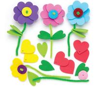 Baker Ross AW355 Mix & Match Flower Stacking Kits, Spring and Mothers Day Crafts for Kids to Make and Gift (Pack of 6), Assorted