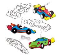 Baker Ross AW572 Racing Car Suncatchers, Glass Painting Kits for Kids, Clear, Pack of 8, Pieces