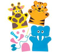 Baker Ross AW642 Jungle Animal Hand Puppet Sewing Kits (Pack of 4)