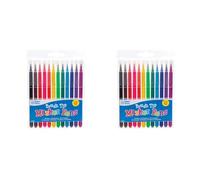 Baker Ross AW645 Brush Tip Marker Pen (Pack of 24) Assorted Colour Pens with Long Brush Fine Tips Perfect for Drawing, Colouring and Highlighting For Adults and For Kids