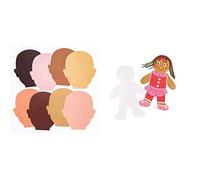 Baker Ross AW757 Skin Tone Face Cut-Outs, Perfect for Children to Design and Decorate, Ideal for Home & EK526 Large Person Card Shapes for Kids to Decorate, Arts and Crafts, White, 30cm
