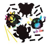 Baker Ross AW782 Scratch Art Monster Magnets Halloween Craft Set (Pack of 10), Assorted