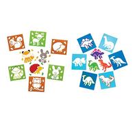 Baker Ross AW896 Woodland Animal Stencils, Arts and Crafts for Kids, Brown & Green & AR942 Dinosaur Stencil Set for Arts and Crafts - Novelty Toys for Kids, Perfect Party, Loot or Prize Bag Filler
